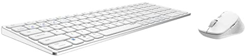 Rapoo 9700M kabelloses Tastatur-Maus Set Wireless Deskset 1600 DPI Sensor wiederaufladbarer Akku flaches Aluminium Design DE-Layout QWERTZ PC & Mac - weiß
