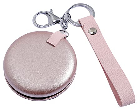 JIHUOO Spiegel Anhänger Schlüsselanhänger Taschenspiegel Lupenspiegel Klein Handspiegel Reisespiegel Kosmetikspiegel Klappspiegel Schminkspiegel Roségold