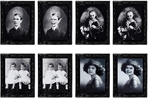 TSLBW 4 Piezas Decoraciones de Retratos de Terror de Halloween 3D Cambio de cara Imagen en Movimiento Marco de Fotos Espeluznante Decoración de Casa Embrujada Decoración de fiesta de Halloween