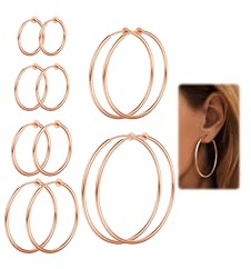 MILACOLATO 6Pairs Clip On Hoop Earrings for Women Huggie Fake Hoop Earrings