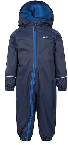 Mountain Warehouse Spright Junior Waterproof Rain Suit - Extra Warm with Taped Seams & Fleece Lining, For Boys & Girls - Spring Summer, Wet Weather, Outdoors Navy Kids Size 2-3 Years