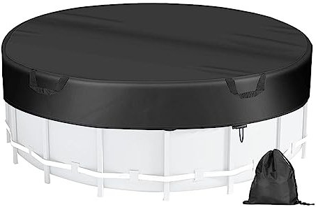 Miake 10ft Round Solar Swimming,Hot Tub Covers With Drawstring Design For Winter Summer,Foldable Outdoor Swimming Pool Dust Cover Windproof Waterproof UV Resistant