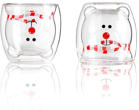 Doppelwandiges Glas Süße Tassen 1 x Stück 250ml Kakao Kaffeegläser Teegläser Trinkgläser Isoliergläser Thermogläser Tasse Geschenk (Glücklicher Bär)