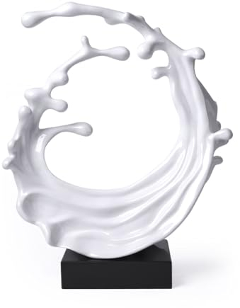 NENBOLEC Modern Skulptur Geschenk Abstrakte Arts GMeereswelle Dekor Figuren Polyresin Weiß 42cm