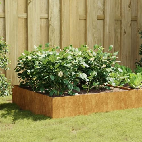 Hovothy Hochbeet 100x100x41 cm Cortenstahl Pflanzkasten Hochbeet Balkon Hochbeete für Garten Kräuterbeet Gemüsebeet Dekoratives Garten Balkon oder Terrasse