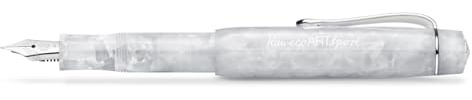 Kaweco ART SPORT Füllhalter Mineral White I Premium Füllfederhalter für Tintenpatronen mit hochwertiger Stahlfeder I Sport Füller aus Acryl 12,5 cm I Federbreite: M (Medium)