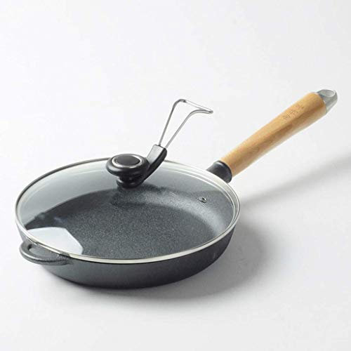 DameCo Eisenpfanne Bratpfanne mit flachem Boden, ohne Beschichtung, Antihaft-Pfanne, leicht zu reinigen, Steak-Bratpfanne, weniger Öl, Rauch, Gasherd, universelle 24-cm-Bratpfanne Interesting