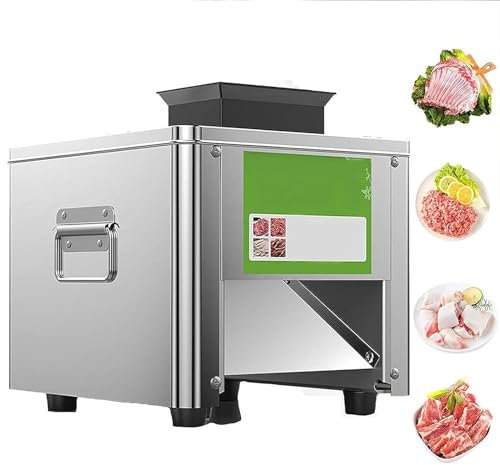 Qiang Affettatrice di Carne Professionale 850w 150kg/H Macchina per Tagliare Carne a Spessore Regolabile 2,5 Mm-21Mm,per Uso Domestico,Facile da Pulire,Fette Strisce Cubi,10mm
