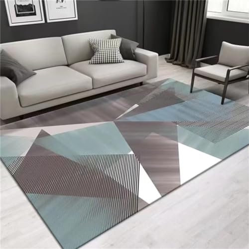 DJHWWD Waschbarer Teppich Wohnzimmer Rechteckiger für das Wohnzimmer, Grauer Blauer Teppich, Schlafzimmerteppich auslegeware Schlafzimmer Teppichboden 50X80CM