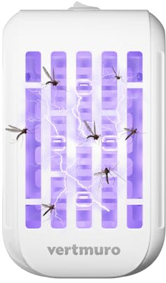 vertmuro Indoor Bug Zapper, Electric Plug in Flying Insects Mosquito Killer with UV LED Light, Portable Gnat Fly Trap for Home, Kitchen, Bedroom, Office(1 Pack)