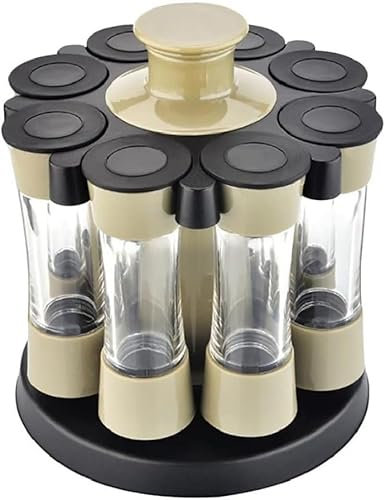 VIRAZE Eight Slots Rotating Cruet Condiment Spice Rack Seasoning Jar for Pepper Bottle Salt Shaker Kitchen Stand Organizer