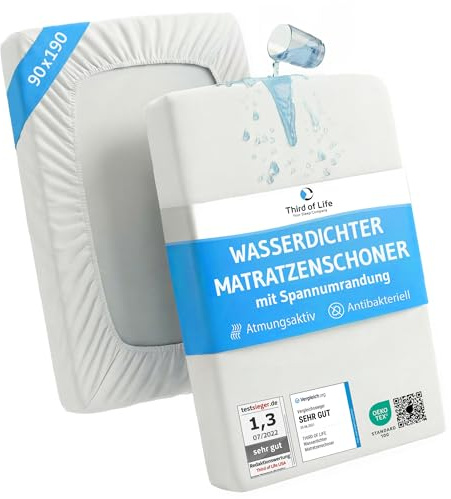 Protège-Matelas imperméable et Respirant, 90 x 190 cm, hypoallergénique | Housse, protection optimale, anti-bactérien, anti-acarien, anti-moisissure, couverture de matelas hygiénique