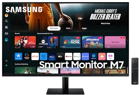 SAMSUNG LS32DM700UUXEN - Smart Monitor M7 de 32 UHD (3840 x 2160, 16:9, 60Hz, 4ms, Modo Eye Saver, Flicker Free), Negro, Versión 2024, Negro, Versión 2024