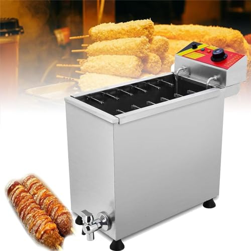 DPLWJPP 25L Cheese Hot Dogs Sticks frying machine,Hot dog maker machine corn dog deep fryer machine,Adjustable Temperature 50-200℃,for Kitchen Restaurant Snack Bar Canteen Home