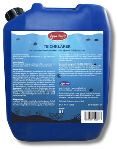 Lyra Pond® 2 x 5 Liter Teichklärer | Wirkt gegen die häufigsten Algenarten | Für klares Teichwasser | Langanhaltende Wirkung | Reduziert die Algenneubildung | Nicht schädlich für Fische & Pflanzen