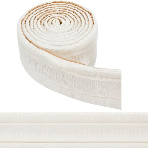 CRASPIRE Carta da Parati Autoadesiva da 88 x 3.14 Pollice Modanatura del Bordo Stacca e Incolla Finitura in Schiuma Flessibile Adesivi per Battiscopa Bianchi Bordo Decorativo Adesivo 3D per Pareti