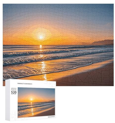 Puzzle für Erwachsene, Strand, Sonnenuntergang, Puzzle mit Buchstaben auf der Rückseite, herausforderndes Spiel-Puzzle, personalisiertes Puzzle, perfekt für Puzzle-Enthusiasten