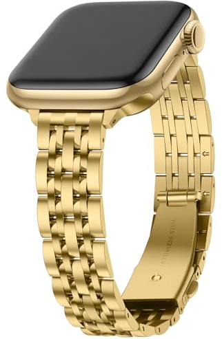 Anlinser Bracelet en Métal Compatible avec Apple Watch pour Femmes 49/46/45/44/42/41/40/38mm, pour iWatch Ultra 3-1 Série 11 10 9 8 7 6 5 4-1 SE (49/46/45/44/42mm, Or)