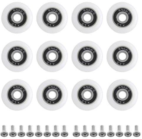 Lot de 12 roues de rechange pour porte de douche de 24 mm avec vis