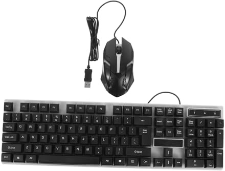 Clavier et Souris Filaire G21b 104 Touches Noir Abs, Ensemble PC | Rétroéclairage LED Respirant Multicolore, Design Ergonomique Trous de Drainage