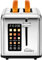 Toastley Smart Toaster 2 Slice with Screen Touch Control. 2 Slice Toaster Wide Slot, Extra Lift, Auto Shutoff, Timer, Toast, Defrost, & Reheat Functions, 880W, Silver