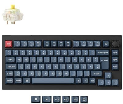 Keychron V1 Max Kabellose Mechanische Tastatur, 82 Tasten RGB, 2.4GHz/Bluetooth/USB, QMK/VIA Programmiert, Hot-Swappable Gateron Banana Switch, DE-ISO Layout für Mac & Windows