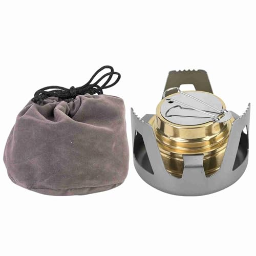 Mini-Solokocher, Alkoholkocher, Tragbarer, Ultraleichter Mini-Spiritusbrenner für den Außenbereich, Alkoholbrennstoffkocher, Grill, Camping (GRAY)