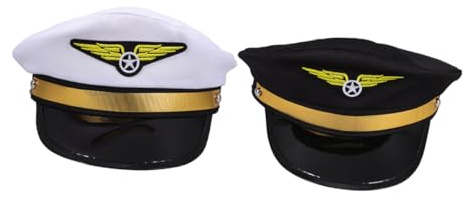 DEARMAMY 2St Flughut Kapitänsmützen für Yachten Pilotenmütze DIY-Tablett mit Strasssteinen Kapitänsmütze zum Geburtstag fliegermütze Pilotenkappe weißer Yachthut Schiff Cosplay Hut Plastik