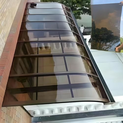 Lastra policarbonato trasparente Pannello Coperture,Serra Tetti Pensilina Tettoia Pannelli,Isolamento Antipioggia Esterno,Sostituzione del Rivestimento Serra,Facile Tagliare(Brown,L100xW80xT0.1cm)