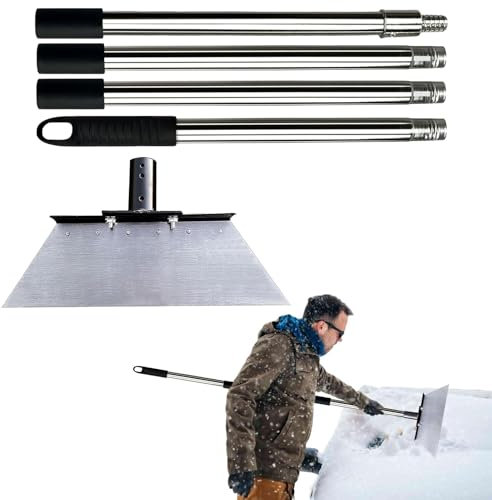 Pala da giardino con manico, cazzuola in acciaio inox, strumento manuale da giardinaggio 160 x 32 cm, impugnatura ergonomica e confortevole, spatola multiuso per la pulizia per rimuovere muschio