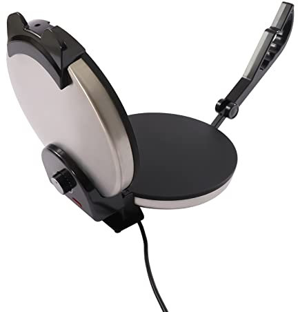 Machine A Chapati Electrique, 1200W Machine A Pain Plat Naan Roti, Machine A Tortillas Pour Crêpes, Omelettes, Crêpes, Adapté Pour Les Maisons, Les Magasins De Petit Déjeuner, Etc (Noir or)