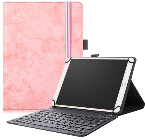 Hoozee Funda para DOOGEE U10-V/SKYEGG K11 de 10.4 pulgadas con teclado, funda universal 2 en 1 para tablet de 9 ~ 11 pulgadas (rosa, DOOGEE U10-V/SKYEGG K11)