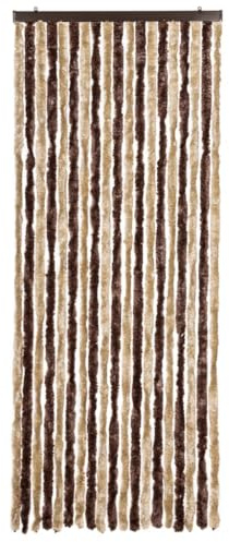 CIOURSTO Fly Screens for Doors - Curtain, Durable Polypropylene Chenille, Grey White with Easy Installation (56 x 185 cm)