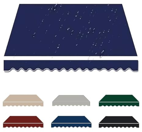 Uteplats Markis 2.5 x 2m/3 x 2m/3 x 2.5m/4 x 2.5m/5 x 2m Tygbyte för Utdragbara Markiser Uv -resistent Vattentät Polyesterduk Utomhus Tak för Däck, Butik, Pergola(Size:2.5x2m,Color:Navy Blue)