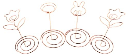 Toyvian 4 Pezzi Porta Numeri da Appoggio in Metallo con Base a Spirale Supporti per Biglietti e Foto Decorativi per Matrimonio Segnaposto Leggeri e Stabili per Ambienti Clip Mini con
