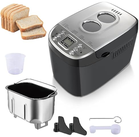 Máquina para hacer pan eléctrica 15 en 1,máquina para hacer pan digital programable, temporizador de 15 h, sartén de cerámica antiadherente,sartén de cerámica antiadherente automática para sin black
