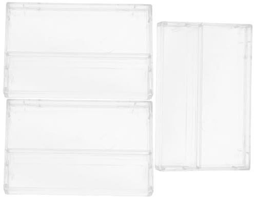 SOIMISS 3 Pezzi Custodie Porta Cassette in Plastica Trasparente con Coperchio Scatole Organizer Rettangolari per Audio Cassette Supporto Impilabile per Collezioni Dj e Te