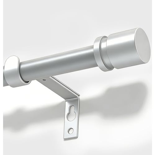 Poskena 16mm Gardinenstange Silberne 63-103cm, Vorhangstange Ausziehbare | Vorhangstange aus Metall, mit Endhaltern, einfach zu montieren, für die Fensterdekoration