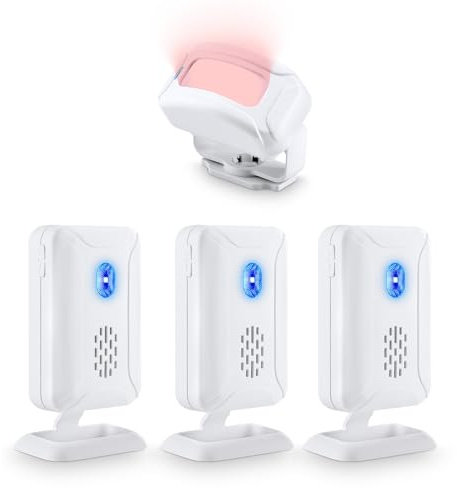 NineLeaf Durchgangsmelder, Bewegungsmelder Innen, Funk Bewegungsmelder, PIR Bewegungssensor Innen Tür Funkklingel mit 36Melodien für Zuhause, Büro, Laden, 3 Empfänger und 1 PIR Sensor