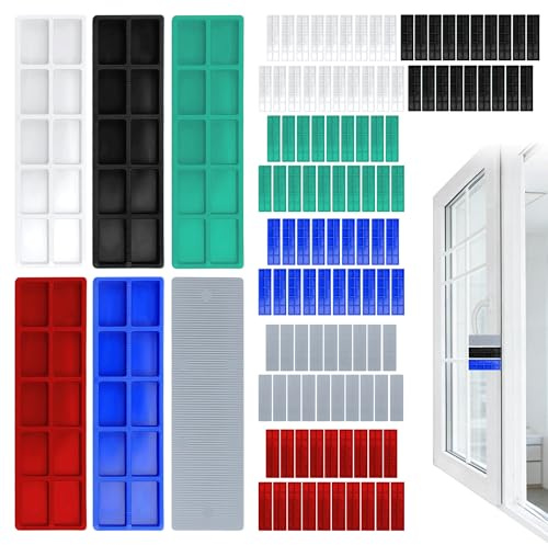 120 Stück Unterlegplatten Kunststoff, 1-6 mm 100 X 28 mm Abstandshalter Kunststoff, Universal Abstandshalter, Verglasungsklötze für Fenstereinbau Fliesenverlegung, Mehrfarbige