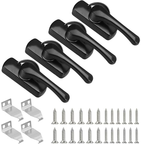 PATIKIL Cerraduras De Ventana Corrediza 3 X 1 4Pcs Cerraduras De Ventana Corrediza De Acción De Leva Y Reemplazo De Gancho Para Dormitorios Baños Ventanas Corredizas Verticales Negro