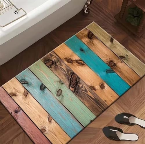 Wsrght Alfombra de Baño Absorbente Antideslizante 50x80cm Alfombrilla Diatomita Baño de Microfibra, Alfombra Ducha Secado Rápido, Alfombrilla Ducha Lavable para Ducha y Entrada Rug Art 3-701