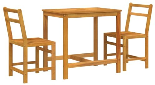 HETFTJN 3-TLG. Balkonmöbel-Set Akazie Massivholz 80x55x75 cm Tisch mit 2 Stühlen 44x45x80 cm Modernes Design Robust und Langlebig für kleinen Balkon Garten Terrasse