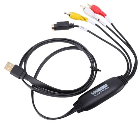 Omquot Adattatore da analogico VHS a digitale, scheda di registrazione video USB 2.0, convertitore AV per la sorveglianza a sicurezza domestica