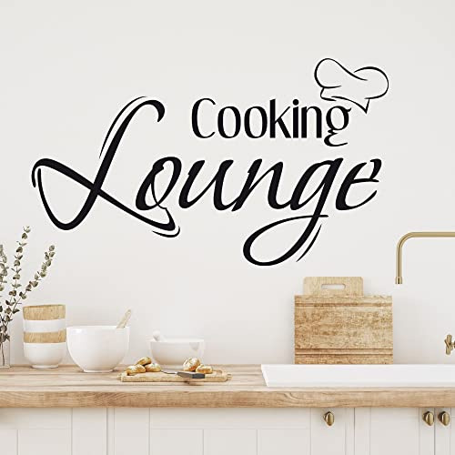 GRAZDesign Wandtattoo Küche Spruch Cooking Lounge | Küchenaufkleber selbstklebend - 69x40cm / 010 weiss