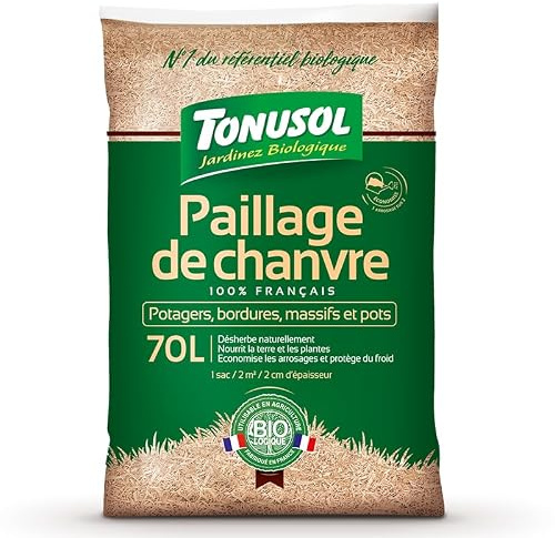 Tonusol Paillis de Chanvre Biologique - Paillage Spécial Potager 70 Litres TON-CHANBIO
