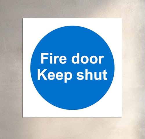 Fire door keep shut safety signs - Pack of 10 stickers 100mm x 100mm