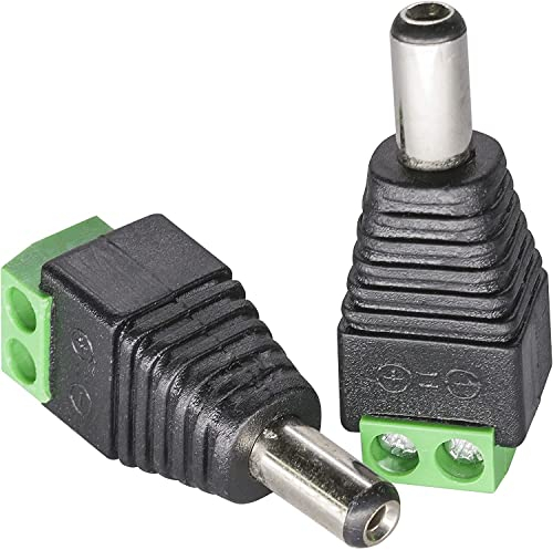 CABLEPELADO Connettore di alimentazione DC | Connettore Jack Maschio Alimentazione CCTV | Adatto per Striscia LED, Altoparlanti Bluetooth, Monitor telecamera CCTV | 12V DC 1A | DC 5,5 x 2,1 mm | 1 pz