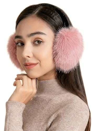 ZLYC Klassischer Damen Kinder Mädchen Verstellbarer Winter Ohrenschützer Ohrenwärmer mit Molton-Haarreifen, Einheitsgröße, Rosa