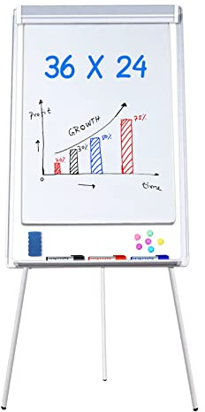 maxtek Easel White Board - Magnetic Tripod Whiteboard Portable Dry Erase Board 36 x 24 inches Flipchart Easel Board Height Adjustable, 3' x 2' Portable White Board